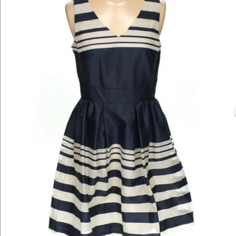 TAYLOR- Blue/Beige Striped Dress